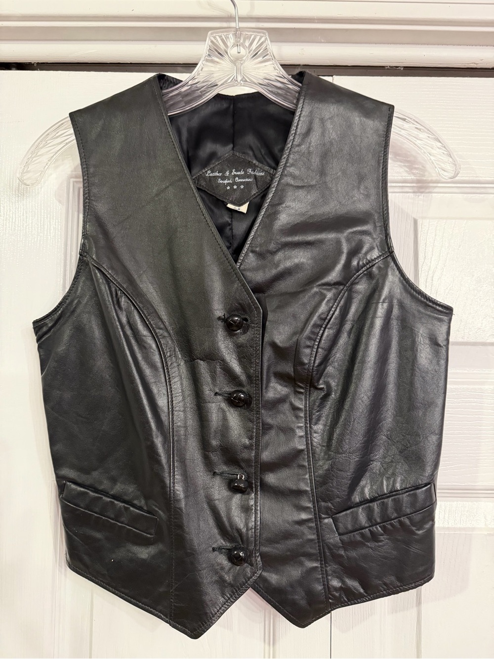 Classic Vintage Black Leather Vest - Women